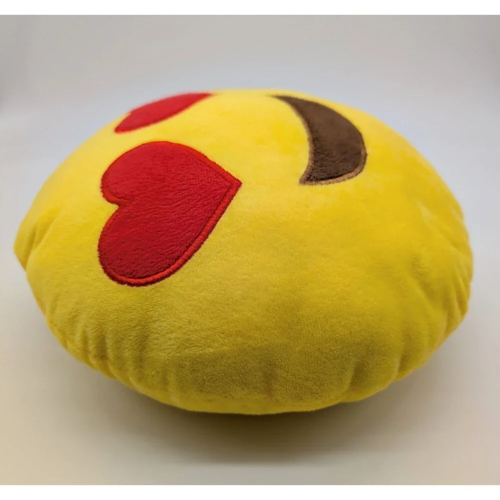 Lot Of Two Round Emoji Plush Pillows Yellow Neon 
